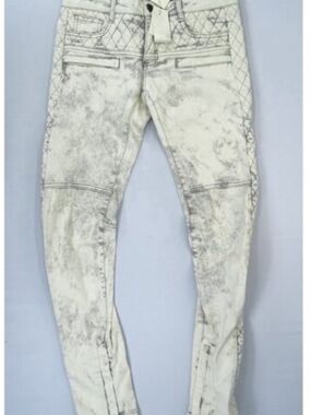 Maje White Skinny Jeans with Quilted Side Panels